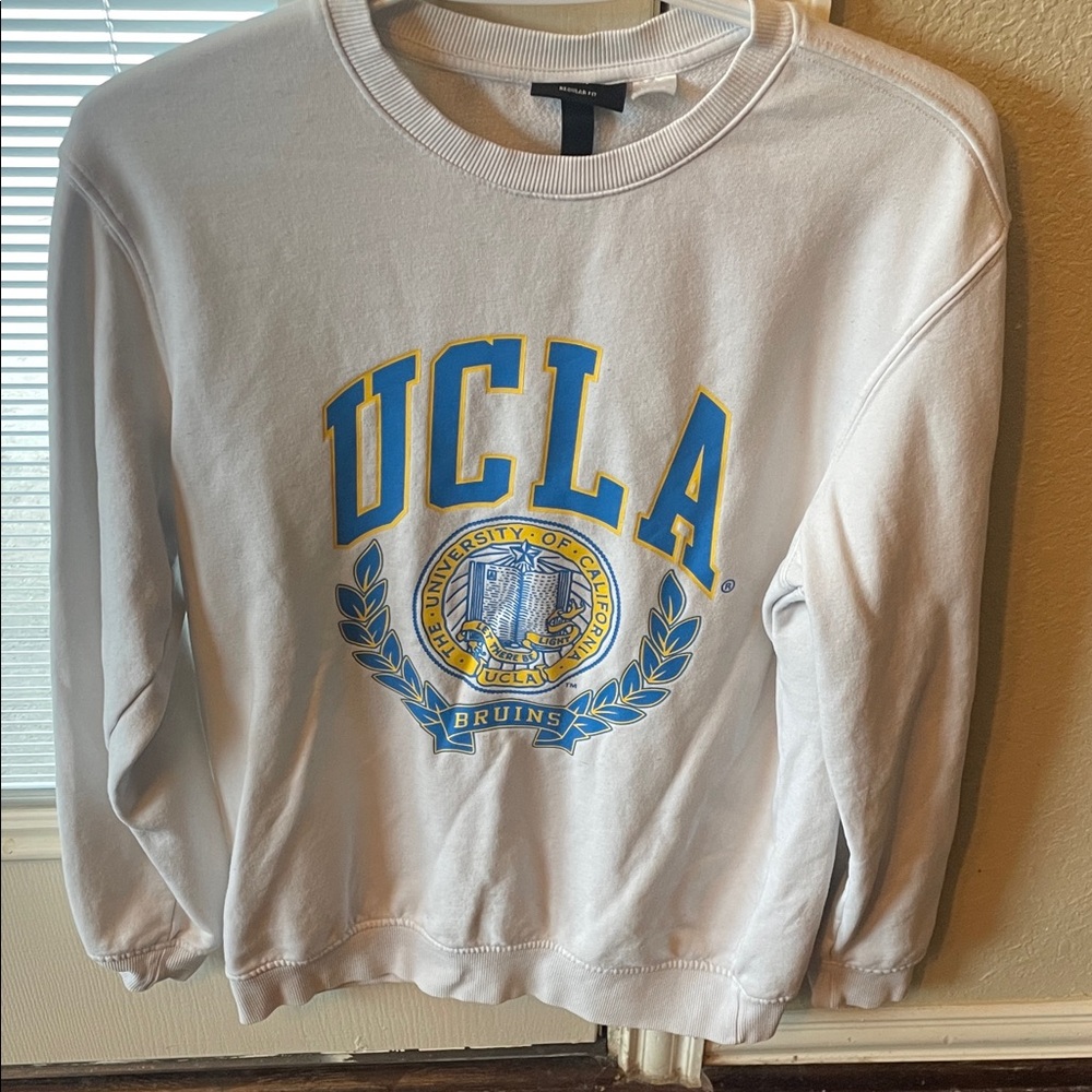 H&M White Regular Fit Sweatshirt unisex XS